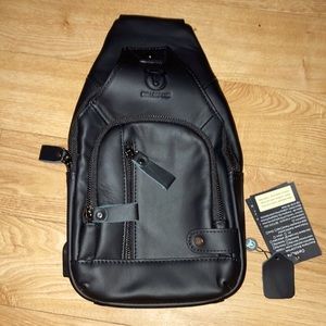 Mens bull captain leather sling bag